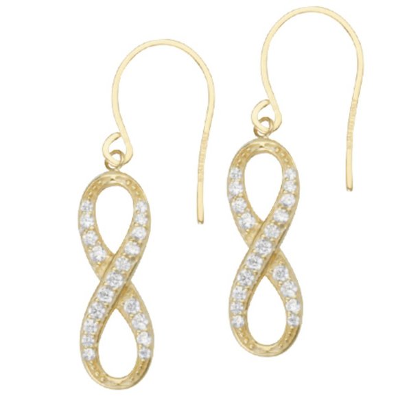 Silver Yellow Gold Infinity Euro Wire Earrings